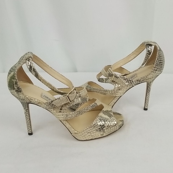 Jimmy Choo Beige Glitter Strappy Sandals size 37 - Picture 8 of 13